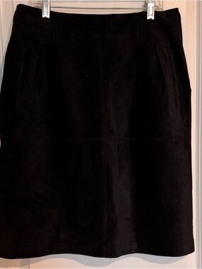 Vtg Evan Davies 100% Pigsuede Black Pencil Skirt Women’s Size 12 W/Pockets